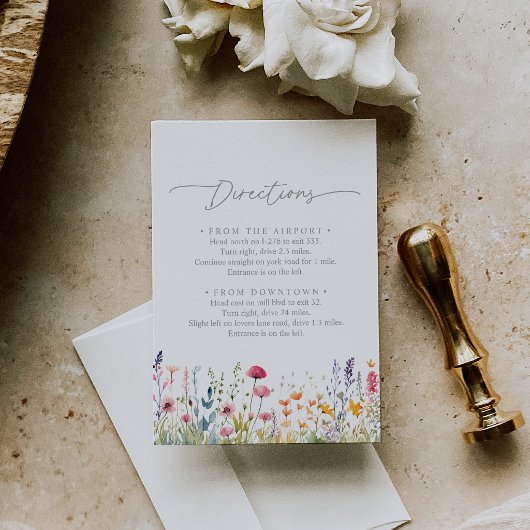 Spring Colorful Wildflower Wedding Directions エンクロージャーカード