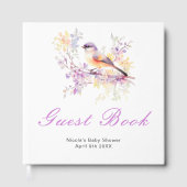 Spring Cute Bird Baby Shower Guest Book ゲストブック (正面)