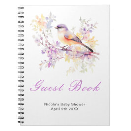 Spring Cute Bird Baby Shower Guest Book ノートブック