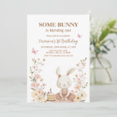 Spring Cute Bunny Rabbit 1st Birthday  招待状 (スタンド正面)