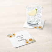 Spring Daffodil  Birthday スクエアペーパーコースター (インサイチュ)