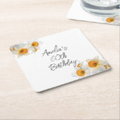 Spring Daffodil  Birthday スクエアペーパーコースター (アングル)