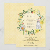 spring daffodil bunny baby shower invitation 招待状 (正面/裏面)