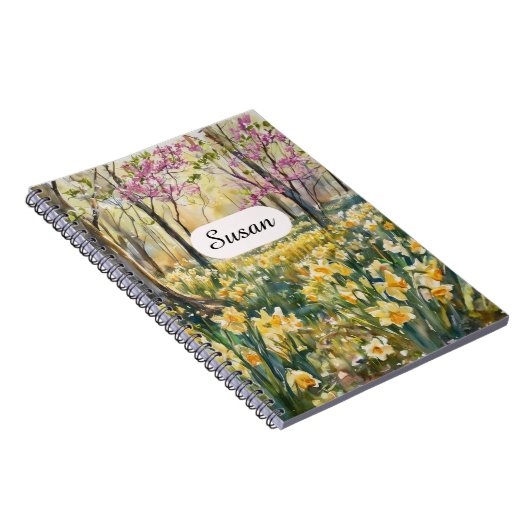 Spring Daffodil Meadow Watercolor Notebook ノートブック (右側)