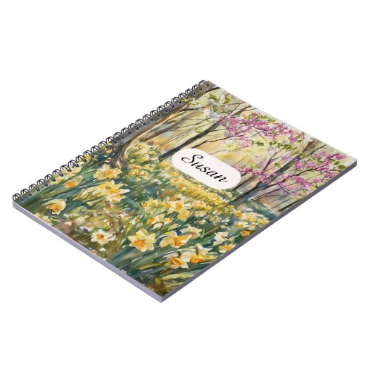 Spring Daffodil Meadow Watercolor Notebook ノートブック (左側)