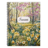 Spring Daffodil Meadow Watercolor Notebook ノートブック (正面)