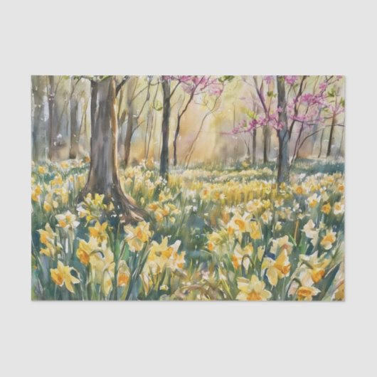 Spring Daffodil Meadow Watercolor Tissue Paper 薄葉紙 (正面)
