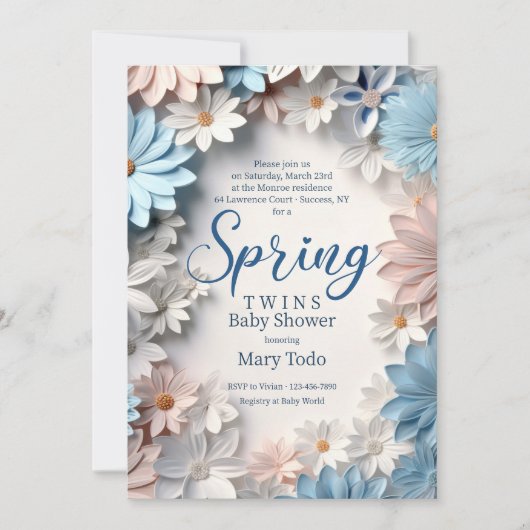 Spring Daisies Baby Shower Invitation 招待状 (正面)