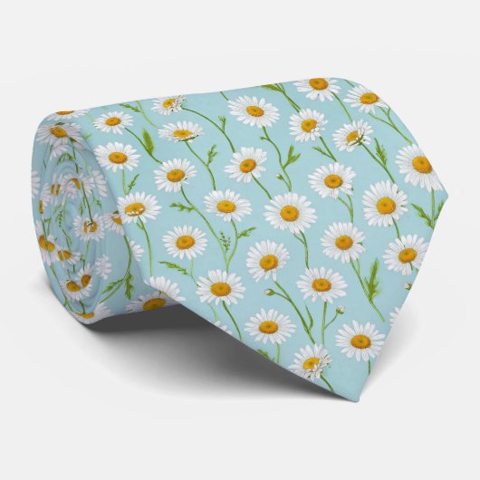 Spring Daisy Meadow Floral Pattern ネクタイ (ロール)