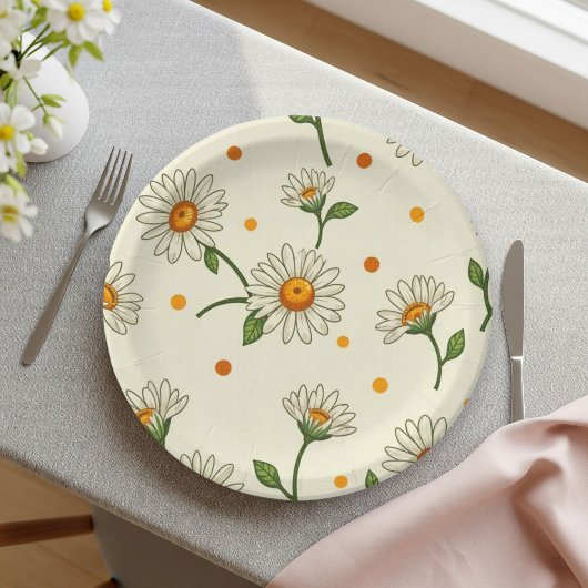  Spring Daisy Picnic Party Paper Plates ペーパープレート