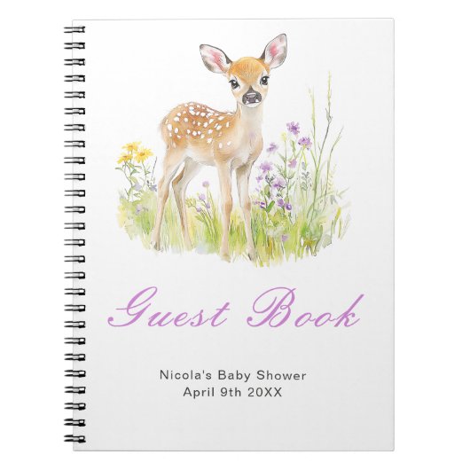 Spring Deer Baby Shower Guest Book ノートブック (正面)