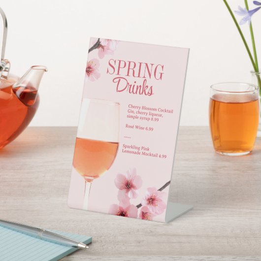 Spring Drinks Cocktail Bar or Table Brunch LTO 台座サイン (インサイチュ)