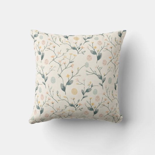 Spring Easter Botanical  Throw Pillow クッション (裏面)