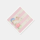 Spring Easter Bunny & Eggs Stripe Napkins スタンダードカクテルナプキン (角)