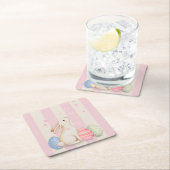 Spring Easter Bunny & Eggs Stripe  Square Paper Co スクエアペーパーコースター (インサイチュ)