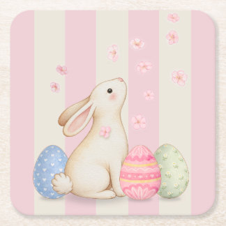 Spring Easter Bunny & Eggs Stripe  Square Paper Co スクエアペーパーコースター