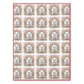 Spring Easter Bunny Rainbow Art Wildflowers Meadow テーブルクロス (正面)