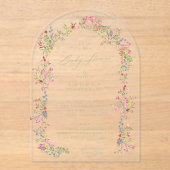 Spring Elegant Dainty Floral Arch Baby Shower アクリル招待状 (正面)