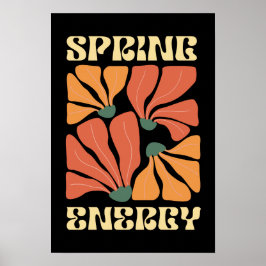 Spring Energy レトロ フラワー デザイン | ビンテージ アブストラクト ポスター