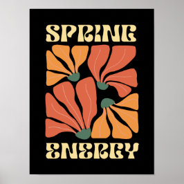 Spring Energy レトロ フラワー デザイン | ビンテージ アブストラクト ポスター