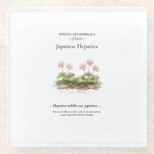 Spring Ephemerals of Japan – Japanese Hepatica ガラスコースター (正面)
