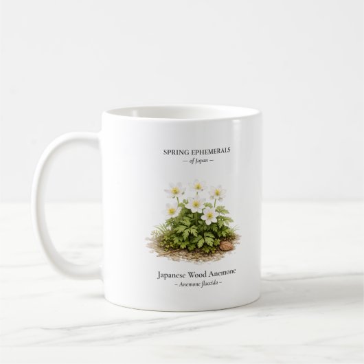 Spring Ephemerals of Japan – Japanese Wood Anemone コーヒーマグカップ (左)