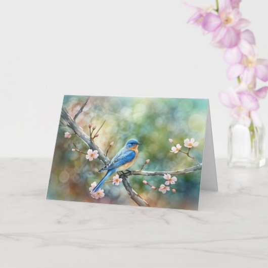 Spring Equinox Greetings Blossoms and Blue Bird  カード (蘭)