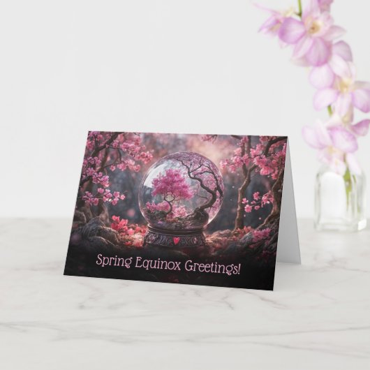 Spring Equinox Greetings with Pretty Pink Blossoms カード (蘭)