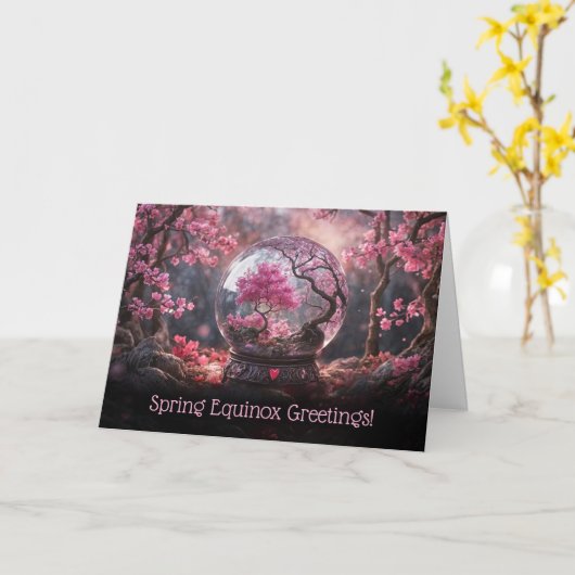 Spring Equinox Greetings with Pretty Pink Blossoms カード (黄色い花)