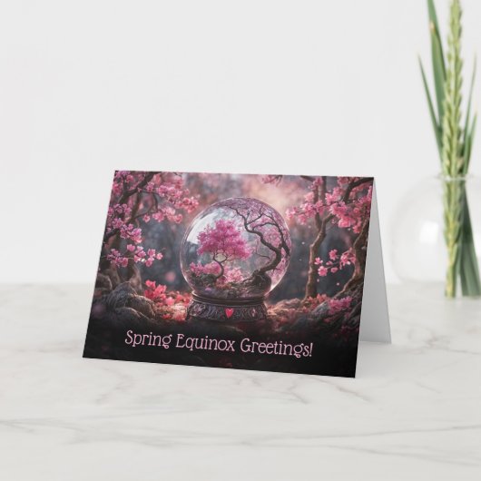 Spring Equinox Greetings with Pretty Pink Blossoms カード (正面)