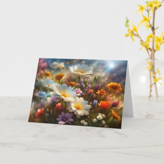 Spring Equinox Ostara Beautiful Spring  カード (黄色い花)