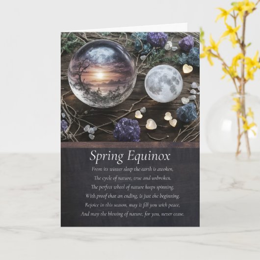 Spring Equinox Ostara with Globe Moon Crystals  カード (黄色い花)