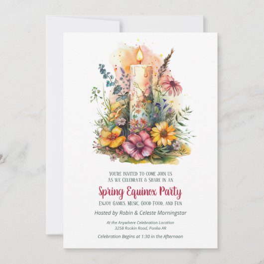 Spring Equinox Party Wildflowers & Candle Sabbat 招待状 (正面)