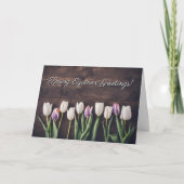 Spring Equinox with Tulips and Wood Beauty カード (正面)