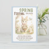 Spring Festival Cute Bunny Floral Easter 招待状 (スタンド正面)
