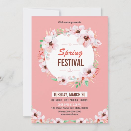 Spring Festival Invitation Flyer Template 招待状 (正面)
