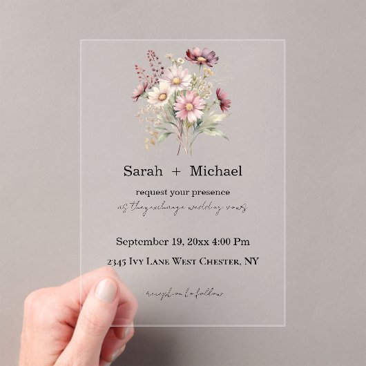 Spring Floral Acrylic Wedding Invitation アクリル招待状 (インサイチュ (ポータブル))