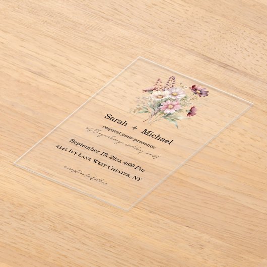 Spring Floral Acrylic Wedding Invitation アクリル招待状 (レイダウン)