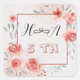 Spring Floral Anniversary | Elegant Modern Wedding スクエアシール