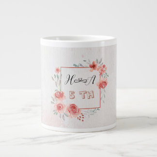 Spring Floral Anniversary | Modern Elegant Wedding ジャンボコーヒーマグカップ