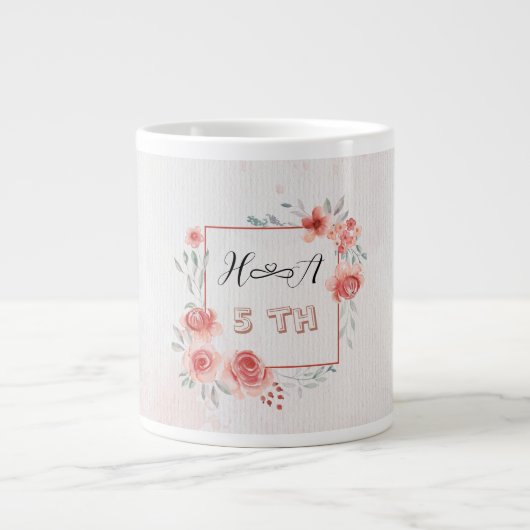 Spring Floral Anniversary | Modern Elegant Wedding ジャンボコーヒーマグカップ (正面)