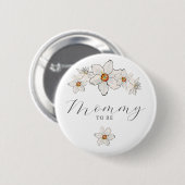 Spring Floral Baby Shower Pin Mommy to be Button 缶バッジ (正面&裏面)