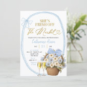 Spring Floral Blue Coquette Daisy Bridal Shower 招待状 (スタンド正面)