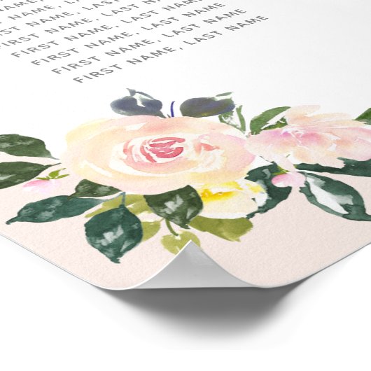 Spring Floral Blush Wedding Shower Seating Arrange ポスター (角)