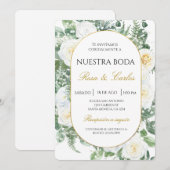 Spring Floral Boho Spanish Wedding 招待状 (正面/裏面)