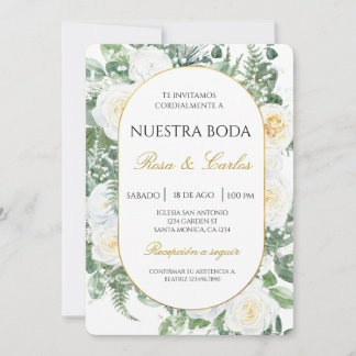 Spring Floral Boho Spanish Wedding 招待状
