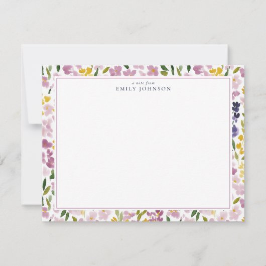 Spring Floral Border Note Card 招待状 (正面)