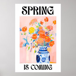 Spring Floral Bouquet Art Print Vintage Vase ポスター