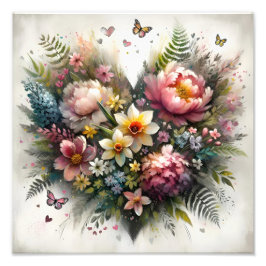 Spring Floral Bouquet Watercolor フォトプリント