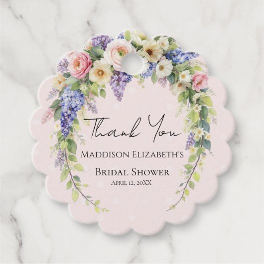 Spring Floral Bridal Shower フェイバータグ (正面)